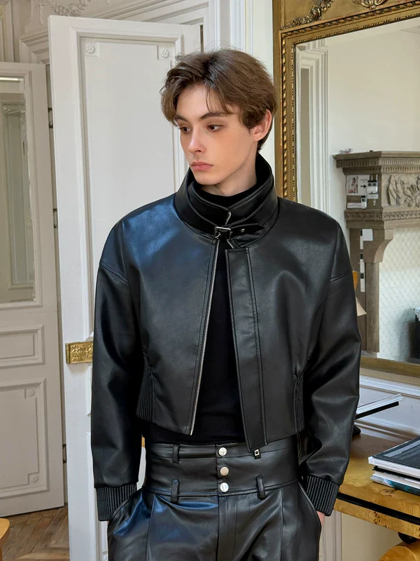 Leather Motorcycle Jacket and Pleated Pants - Image 4