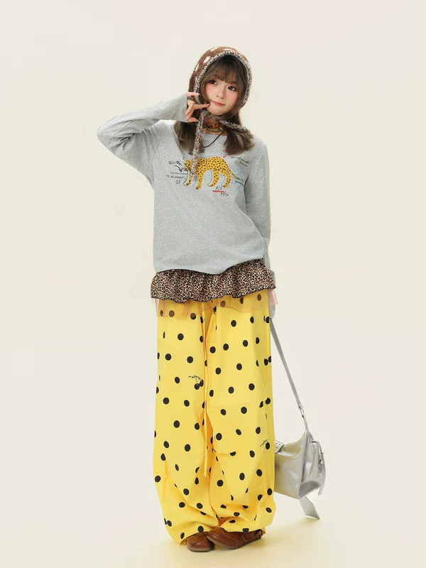 Leopard Graphic Long Sleeve Turtleneck Top - Image 7