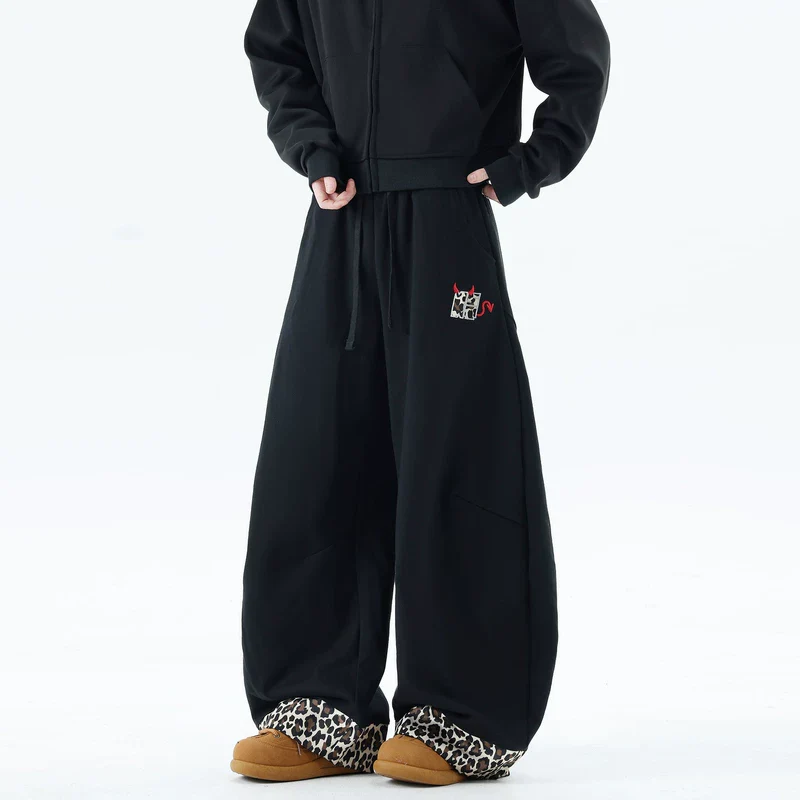 Leopard Patchwork Drawstring Sweatpants - Image 4