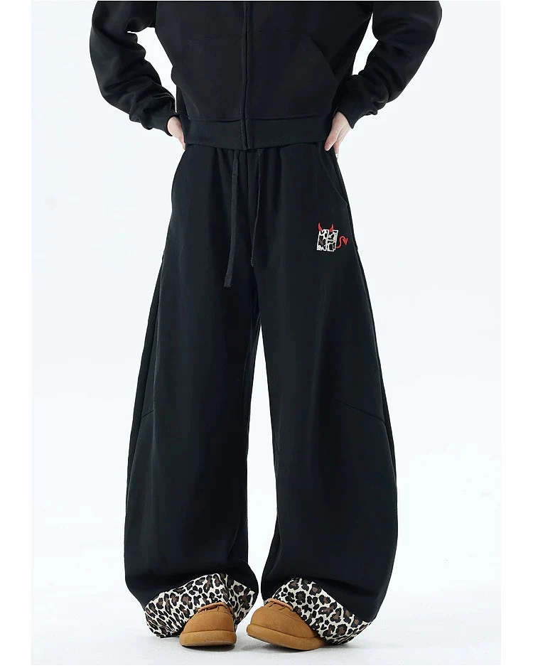 Leopard Patchwork Drawstring Sweatpants - Image 6