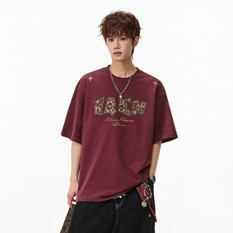 Letter Appliqué Crew Neck Graphic T-Shirt