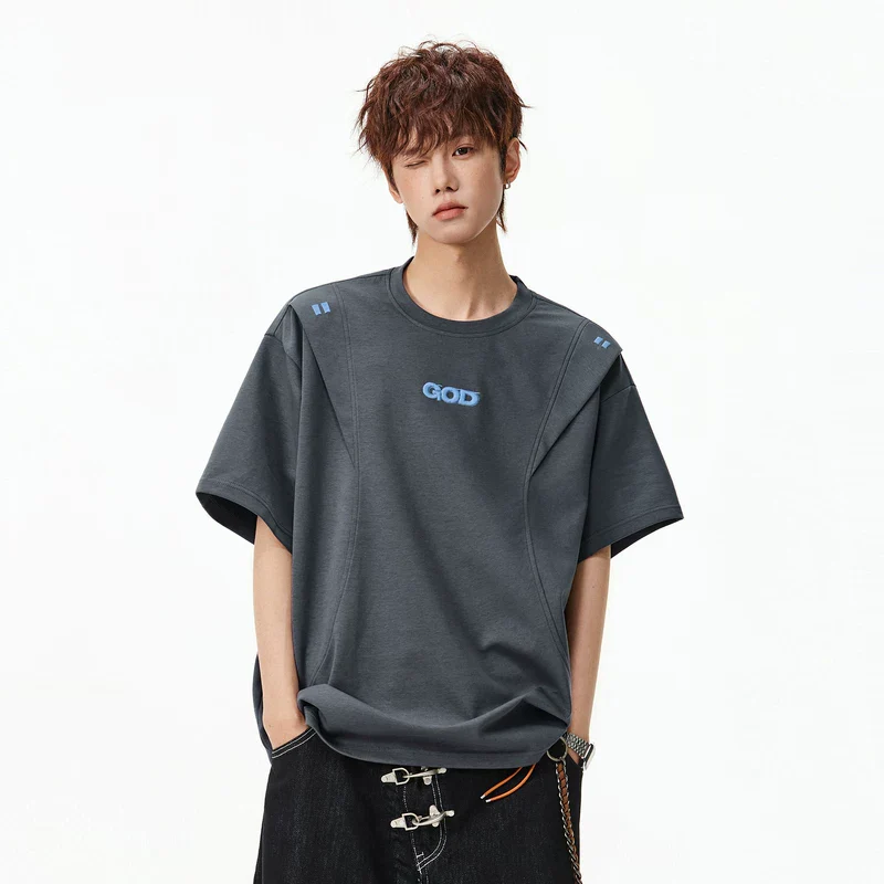 Letter Embroidered Short Sleeve T-Shirt - Image 5
