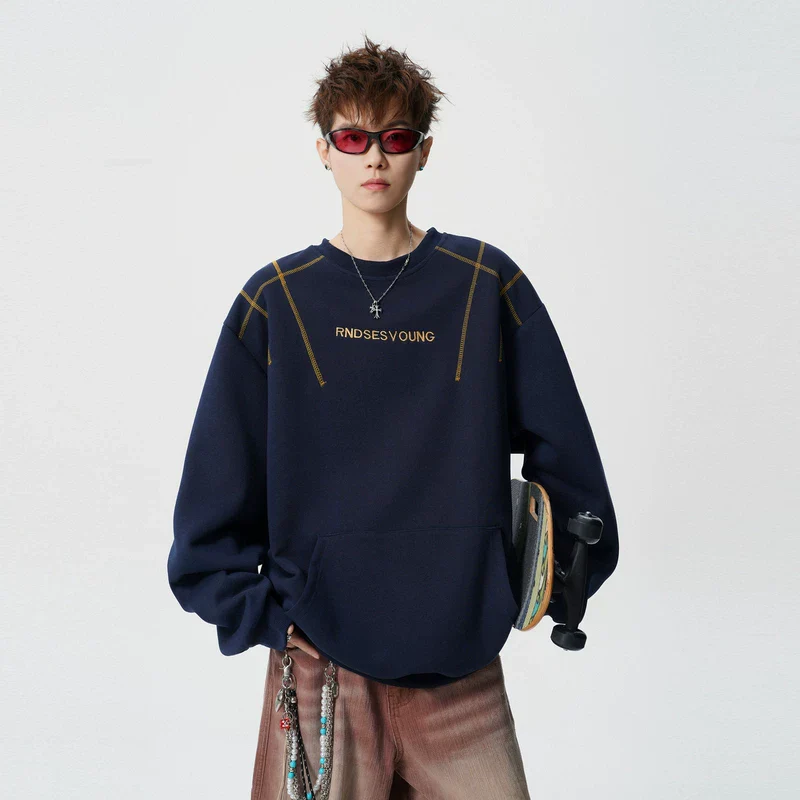Letter Embroidery Crewneck Sweatshirt - Image 5