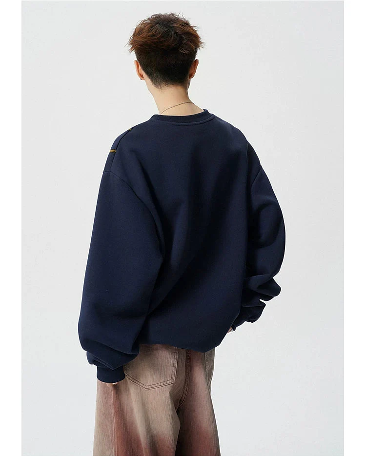 Letter Embroidery Crewneck Sweatshirt - Image 9