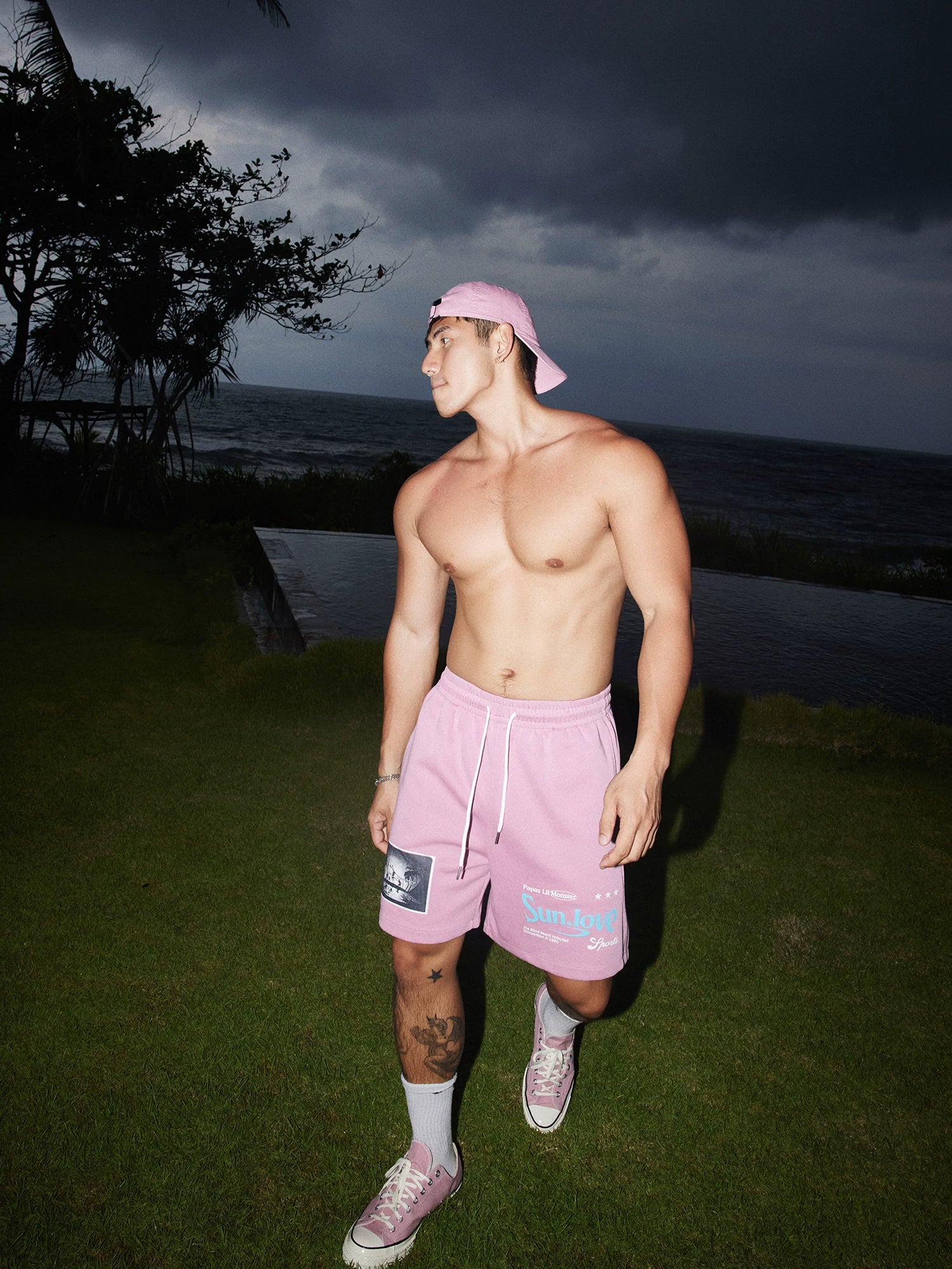 Letter Print Drawstring Casual Shorts - Image 7