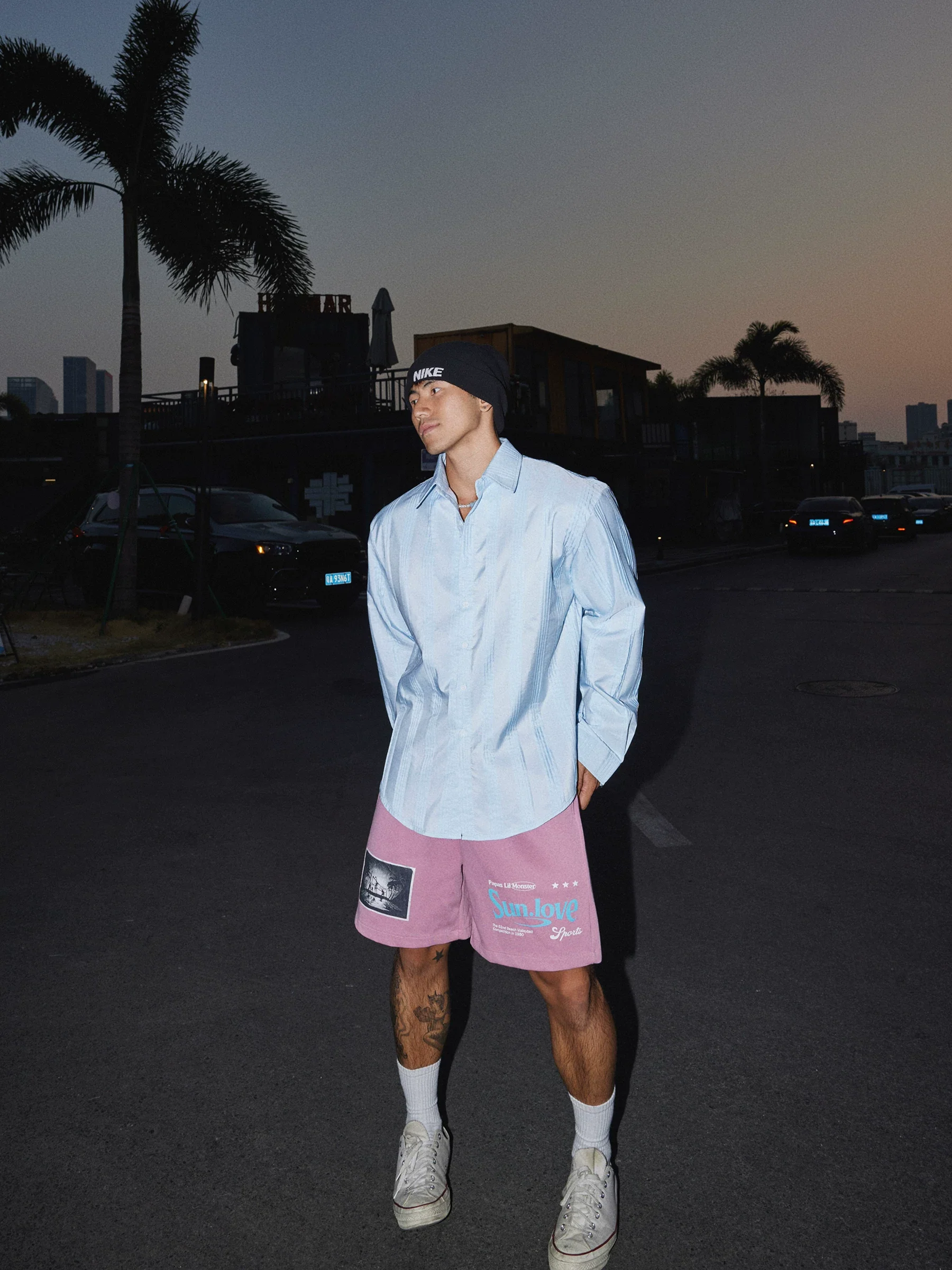 Letter Print Drawstring Casual Shorts - Image 8
