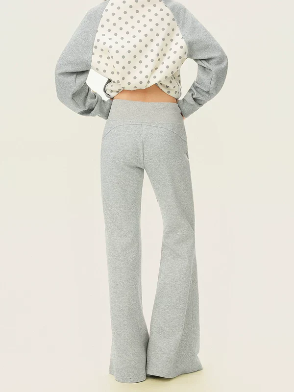 Letter Print Drawstring Flared Sweatpants - Image 4