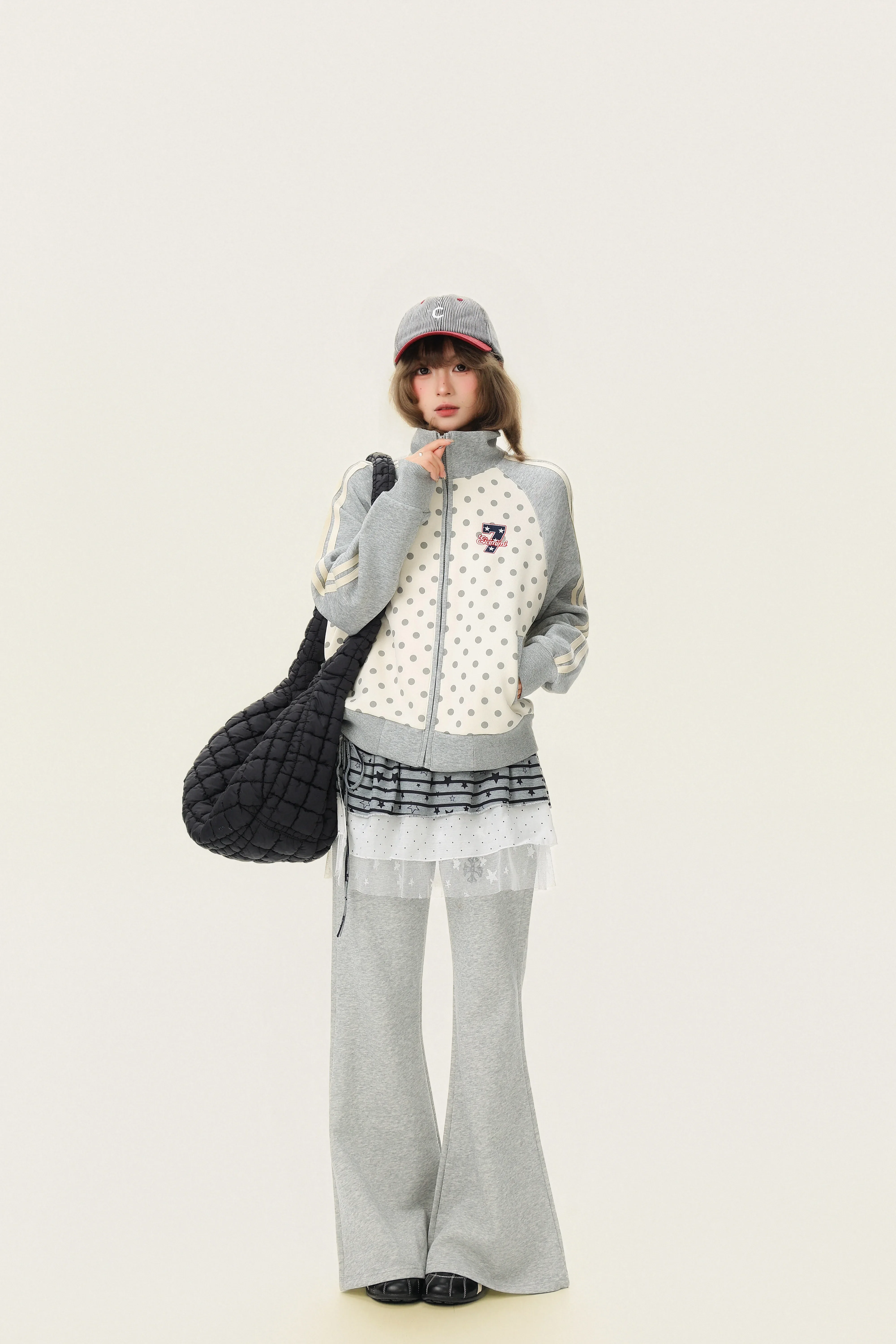 Letter Print Drawstring Flared Sweatpants - Image 8