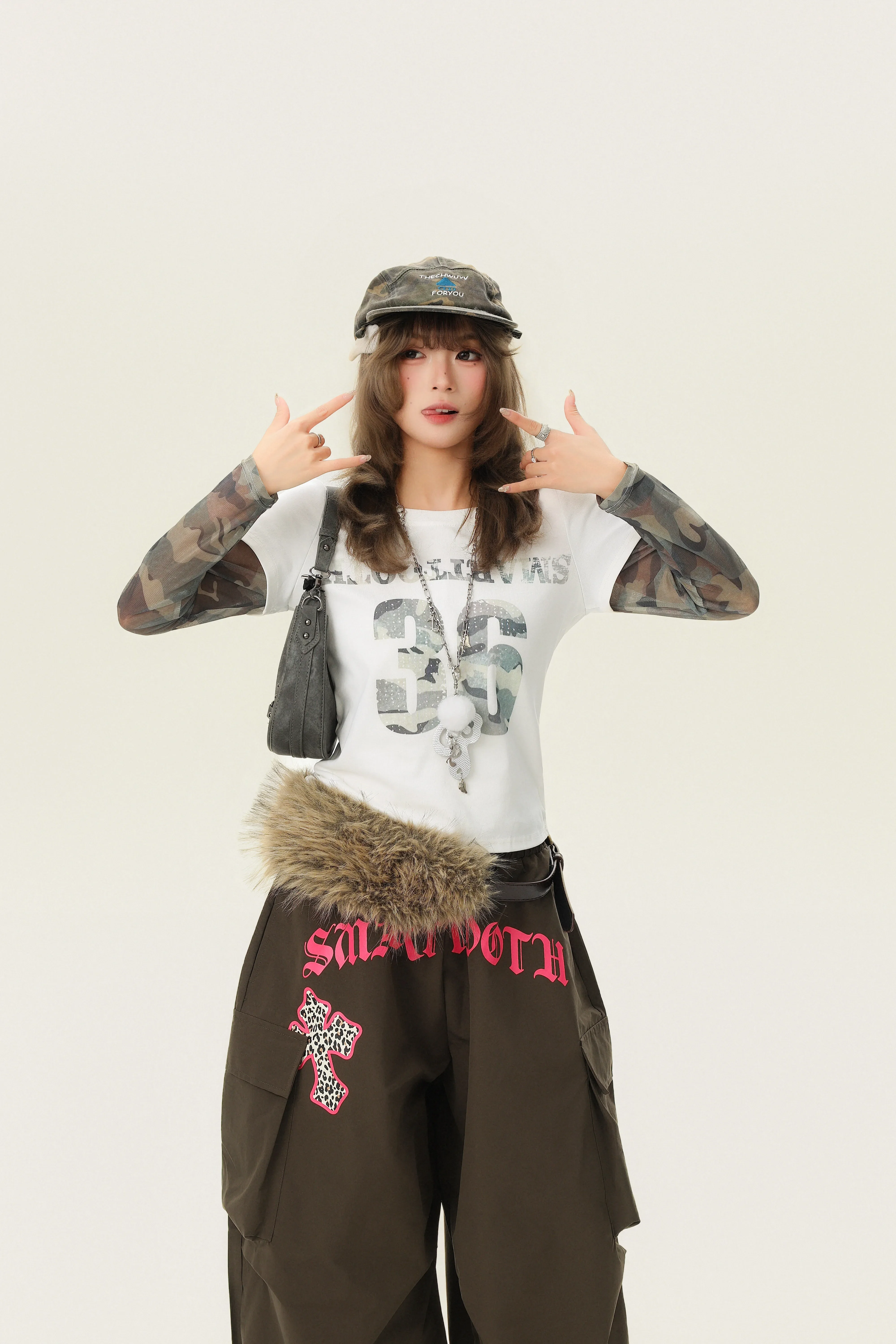 Letter Print Faux Layered Long-Sleeve T-Shirt - Image 2