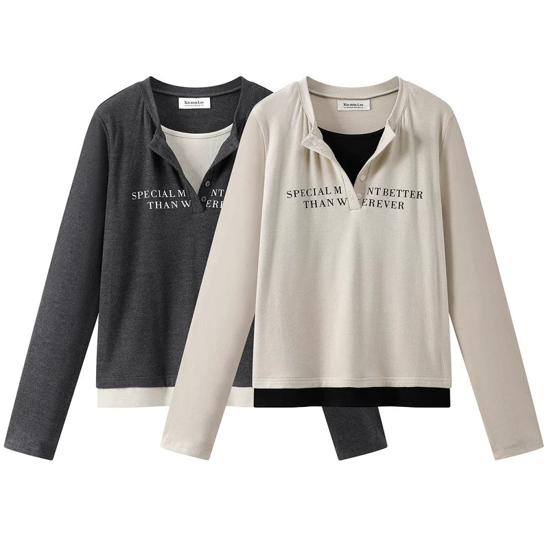 Letter Print Knit Pullover