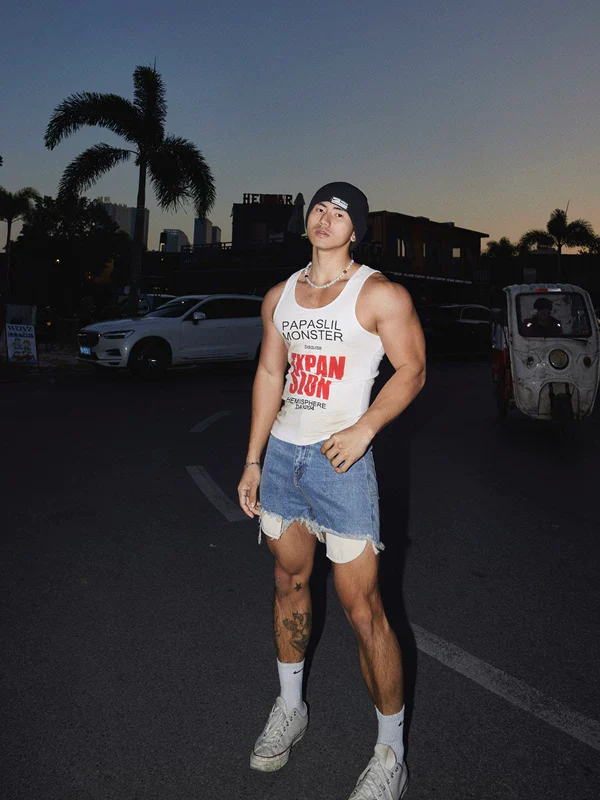 Letter Print Fitted Street Style Vest - Image 5
