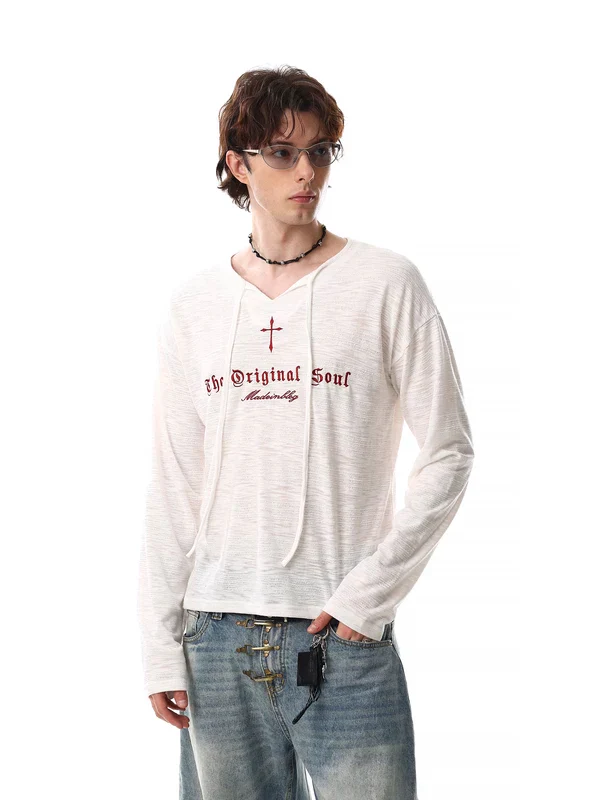 Letter Print Loose Fit Hooded T-Shirt - Image 2