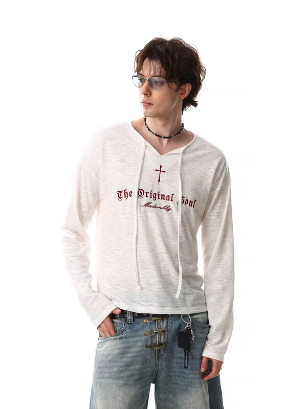 Letter Print Loose Fit Hooded T-Shirt - Image 3