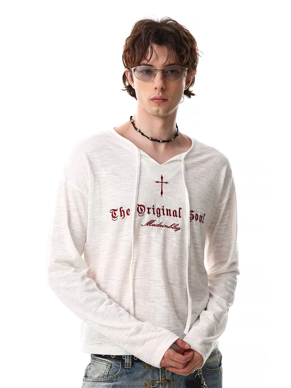 Letter Print Loose Fit Hooded T-Shirt - Image 5