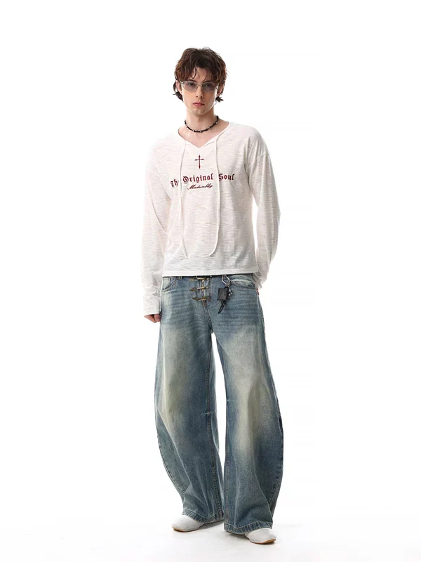 Letter Print Loose Fit Hooded T-Shirt - Image 6