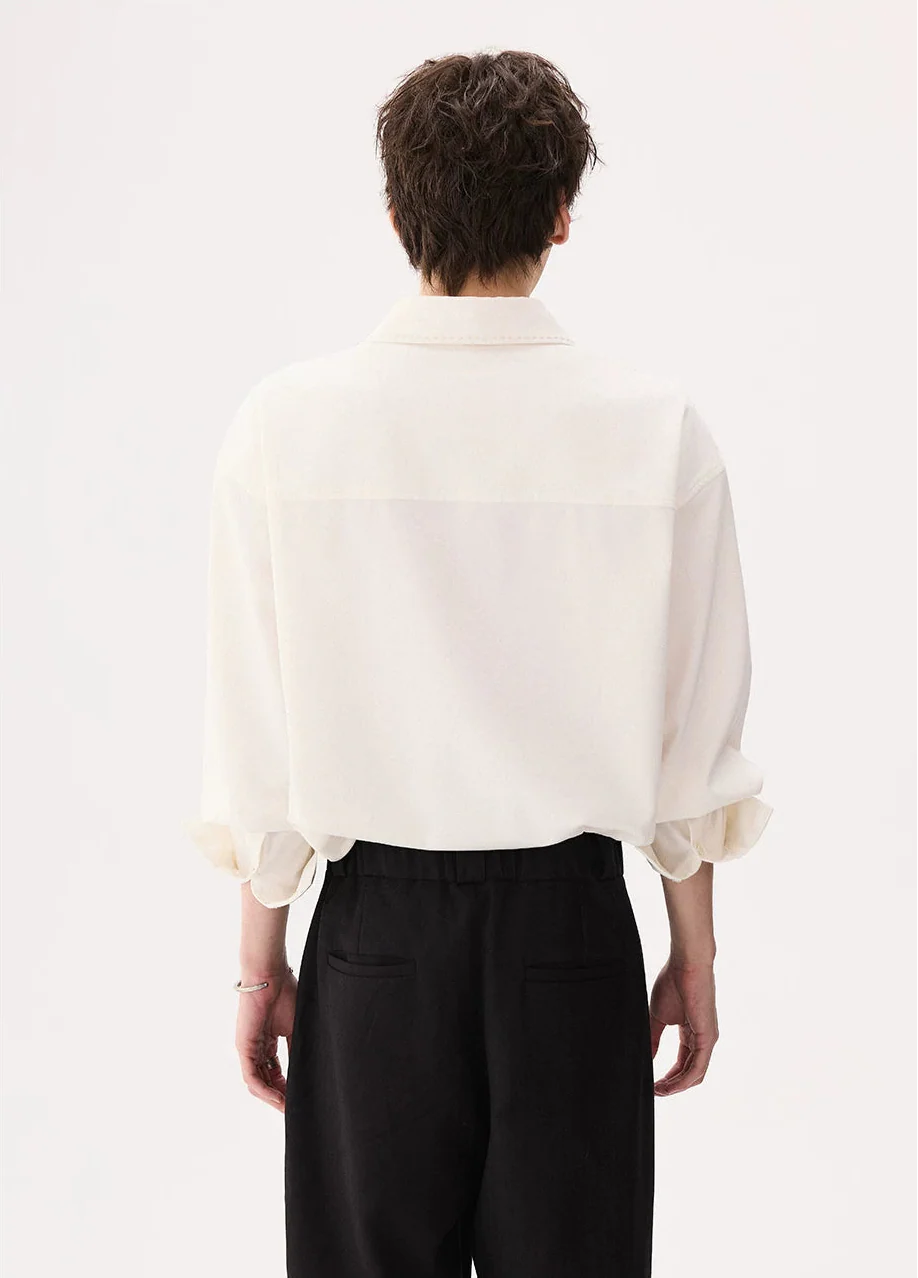 Linen Blend Faux Two-Piece Shirt - Image 6