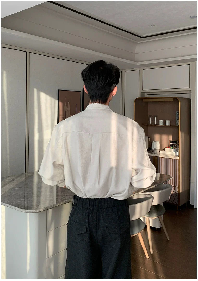 Long Sleeve Half-Placket Tie Neck Shirt - Image 7
