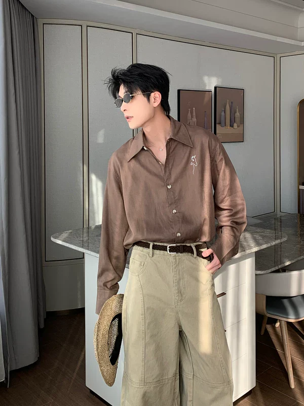 Long Sleeve Minimalist Linen Shirt - Image 2