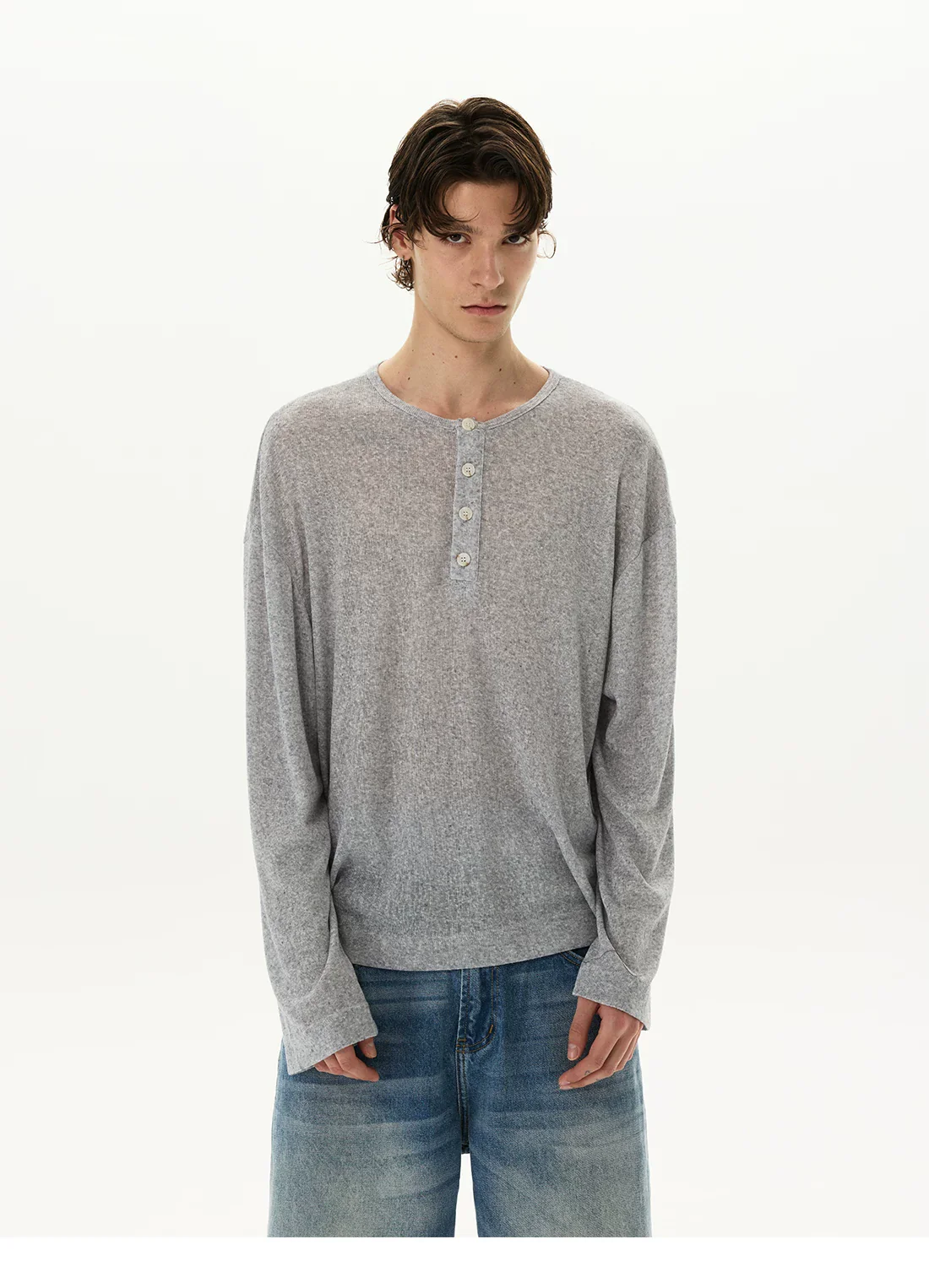 Long Sleeve Retro Henley T-Shirt - Image 3