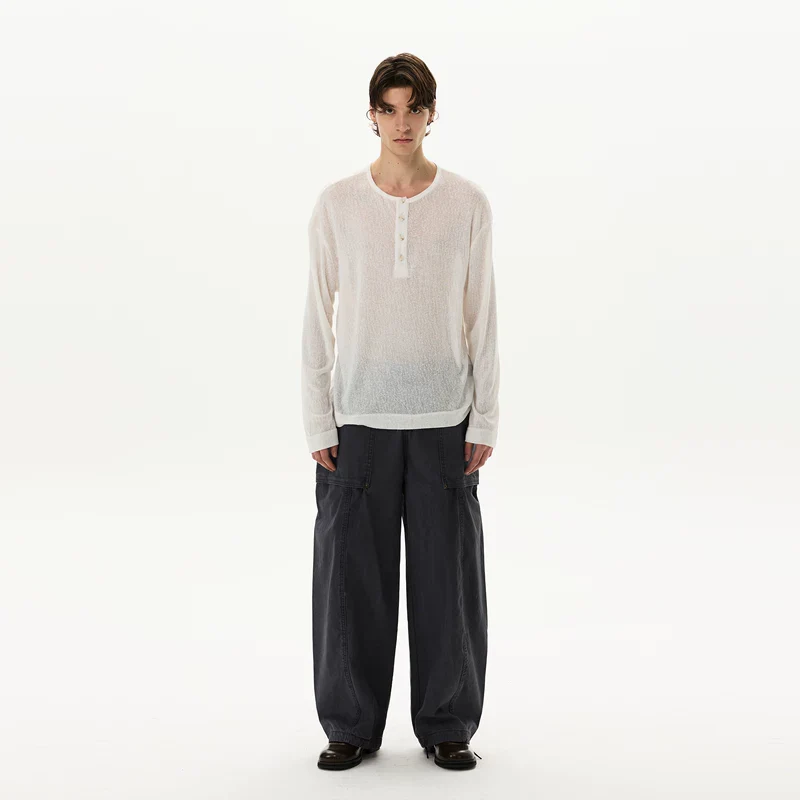 Long Sleeve Retro Henley T-Shirt - Image 6