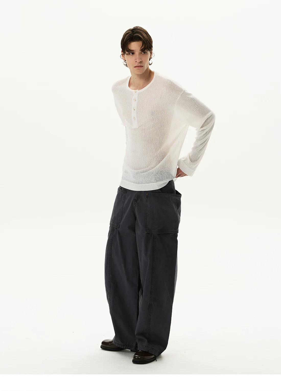 Long Sleeve Retro Henley T-Shirt - Image 8