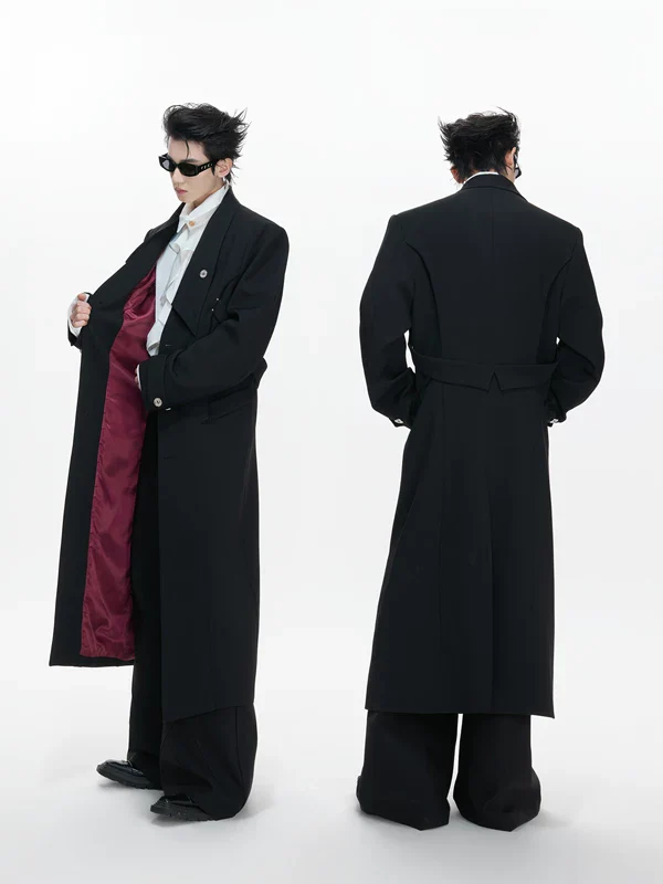 Lapel and Slits Long Wool Coat - Image 5