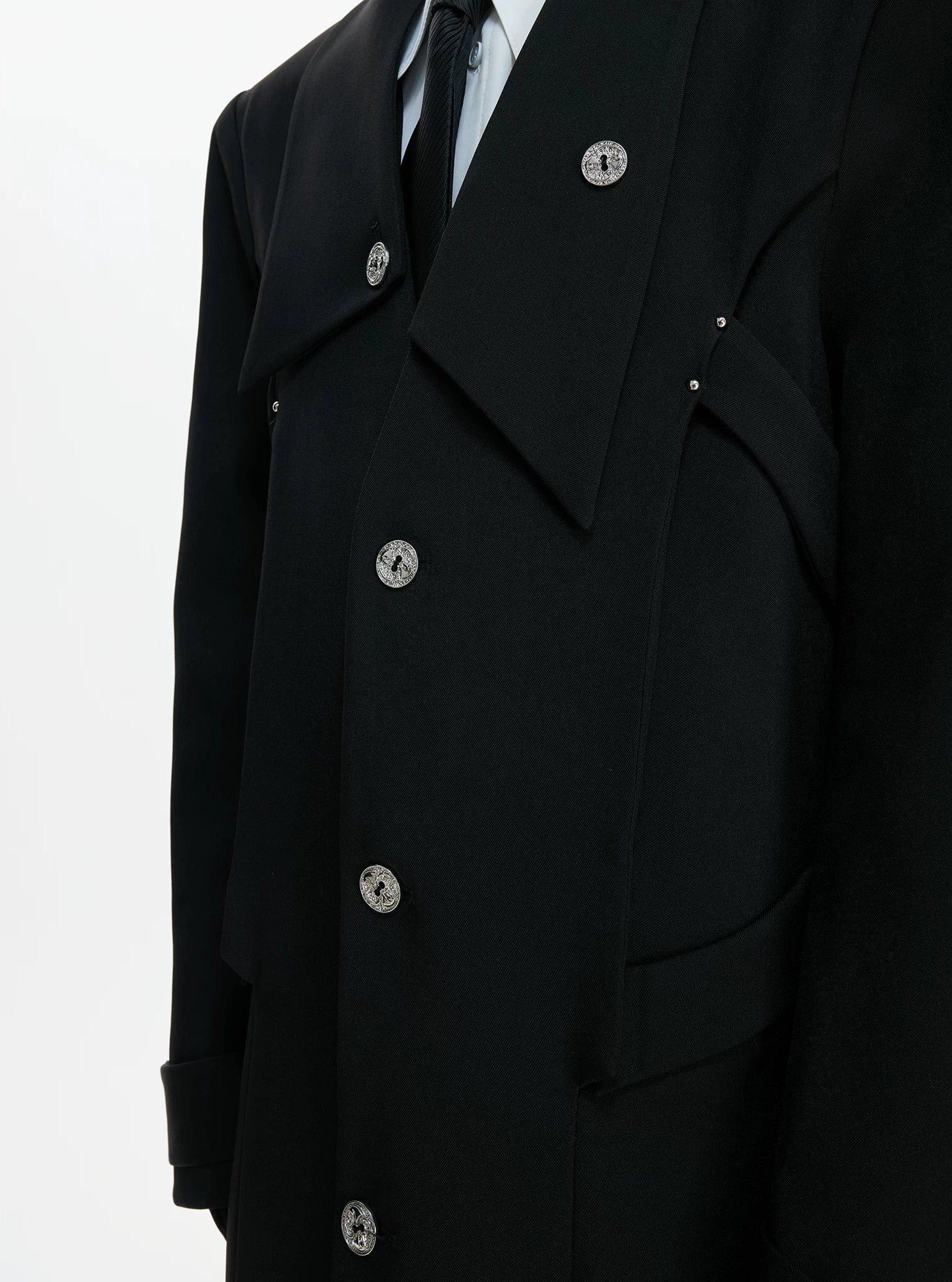 Lapel and Slits Long Wool Coat - Image 6