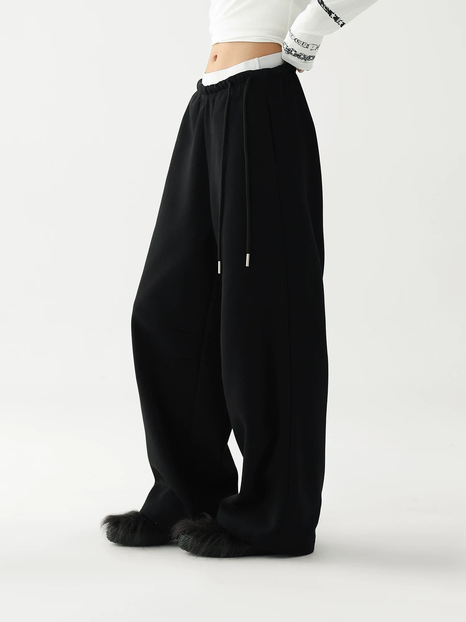 Loose Fit Double Waistband Wide Leg Pants - Image 5