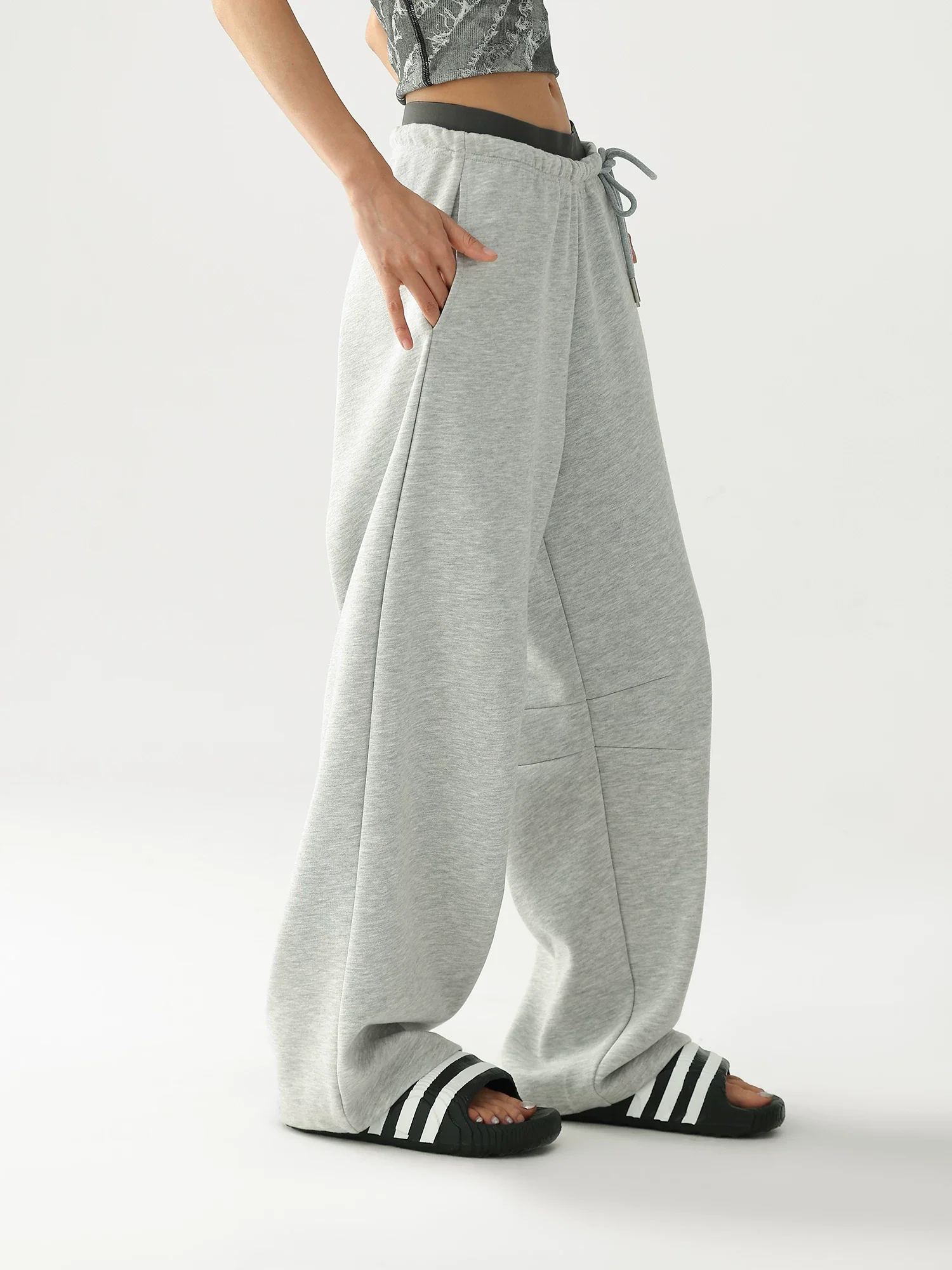 Loose Fit Double Waistband Wide Leg Pants - Image 9