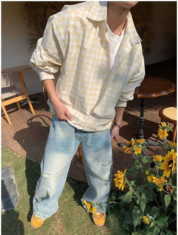 Loose Fit Plaid Collared Shirt - Image 9
