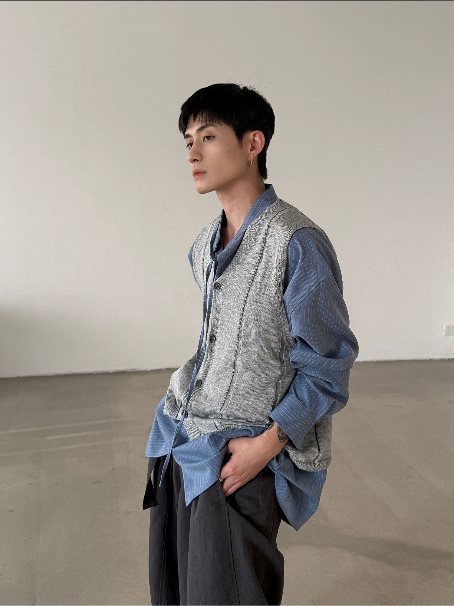 Loose Knit Button Front Sweater Vest - Image 3