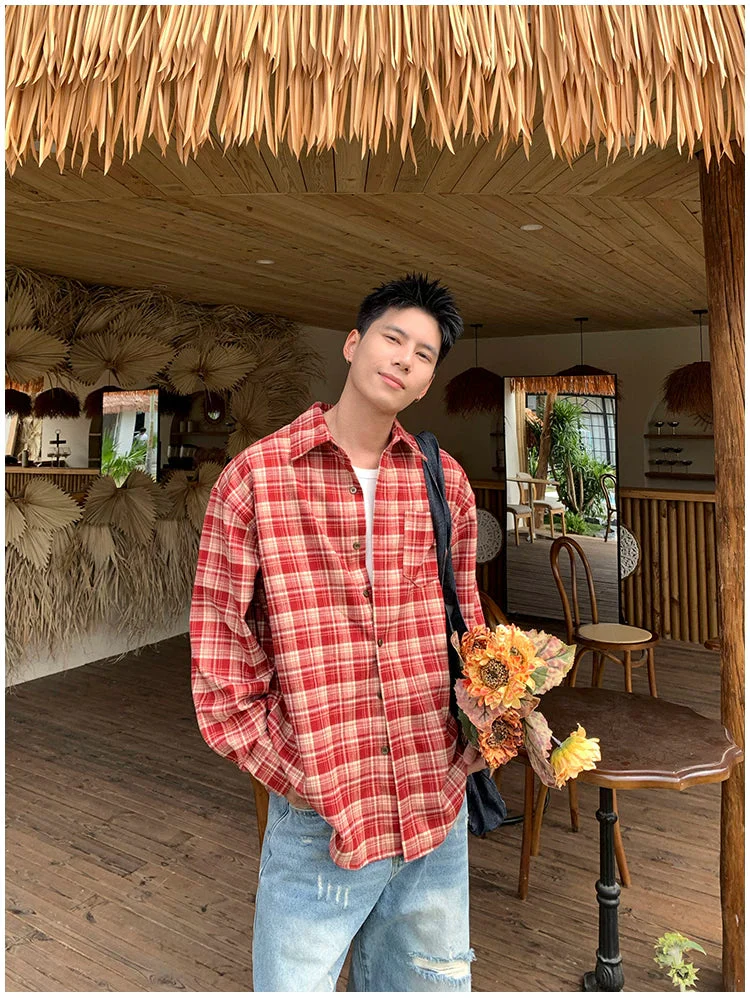 Loose Plaid Long Sleeve Casual Shirt - Image 3