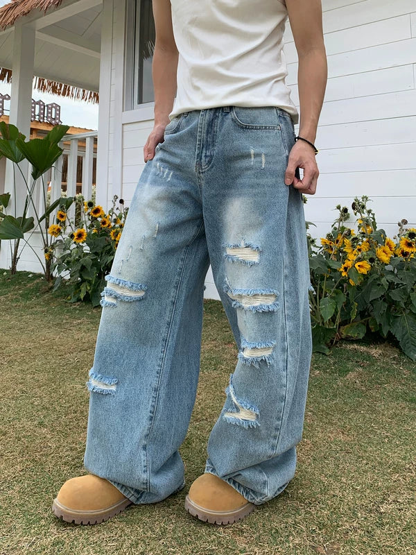 Loose Wide-Leg Distressed Streetwear Jeans - Image 4
