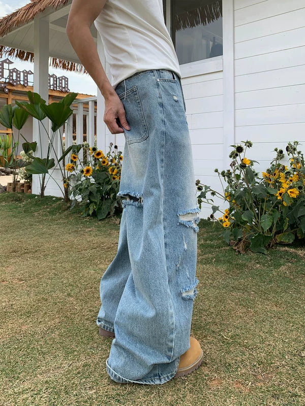 Loose Wide-Leg Distressed Streetwear Jeans - Image 5