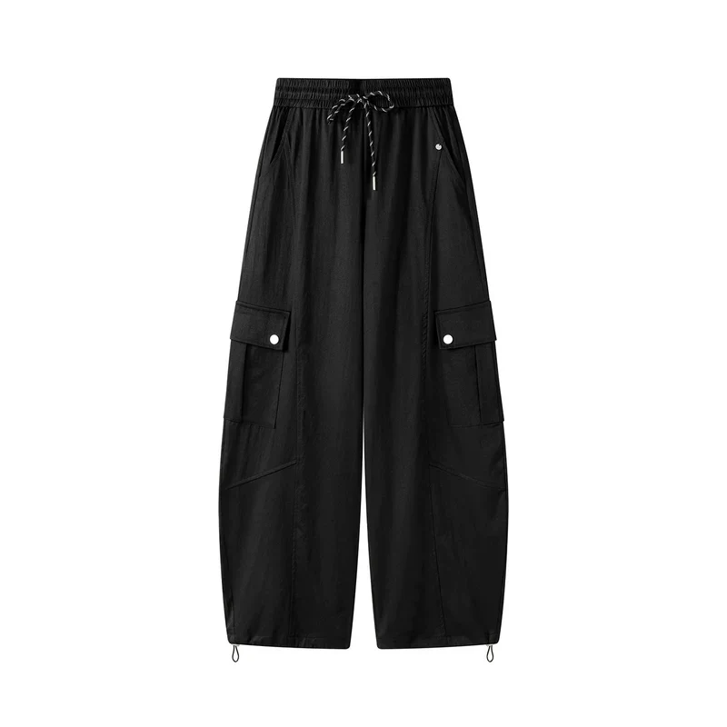 Loose Wide-Leg Drawstring Cargo Pants - Image 2