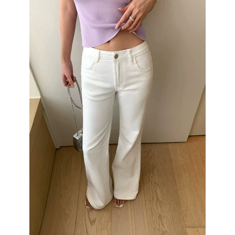Low-Rise Stretch Slim Flared Pants - Image 3