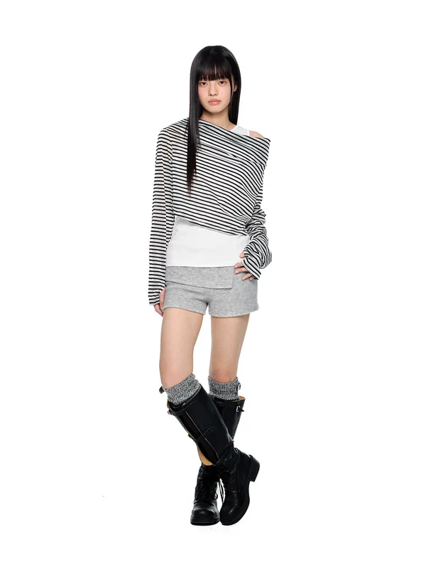 Low-Waisted Patchwork Butt-Flap Shorts - Image 6