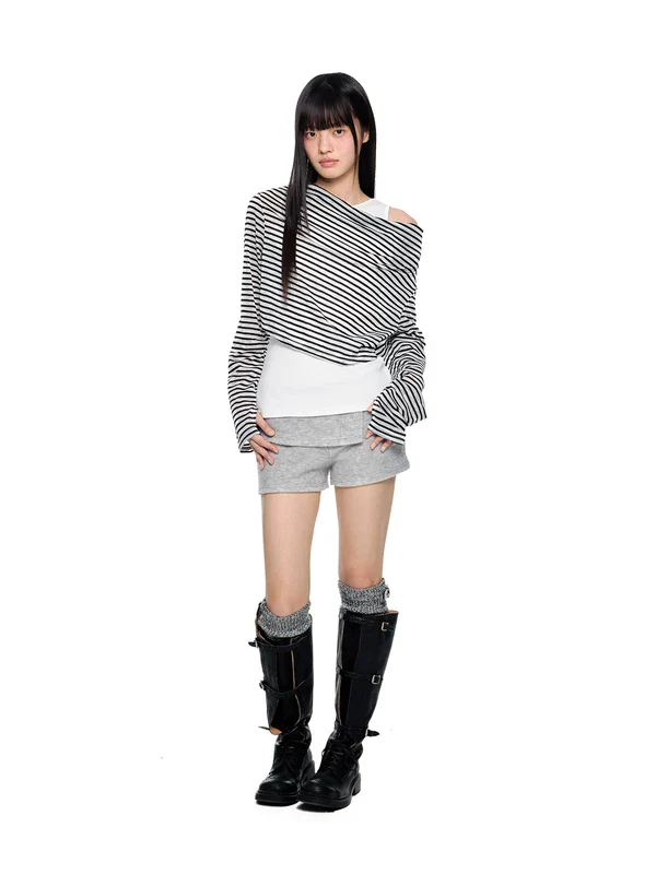 Low-Waisted Patchwork Butt-Flap Shorts - Image 8