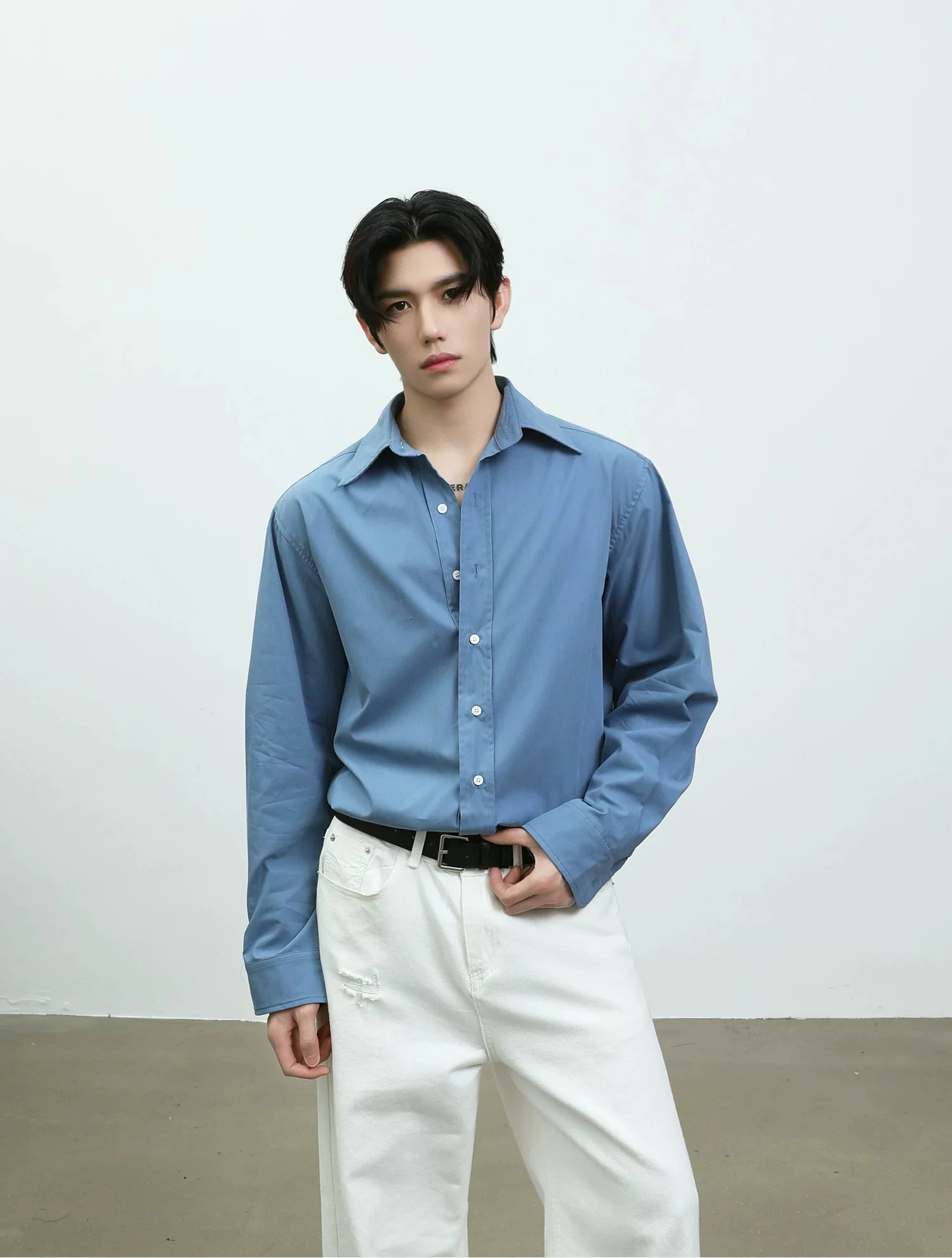 Lyocell Collared Long-Sleeve Casual Shirt - Image 4
