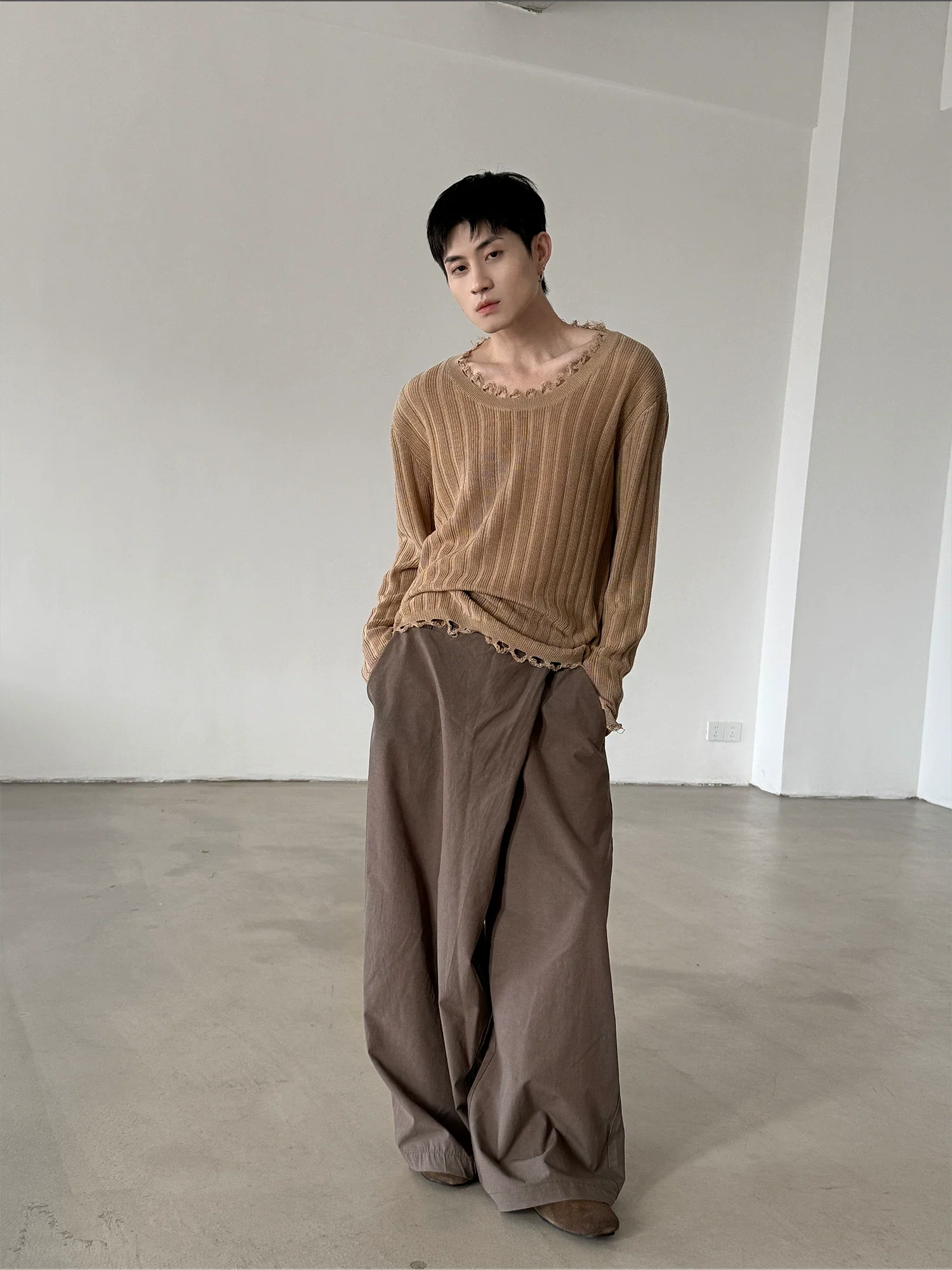 Lyocell Fringed Ripped Long-Sleeve Sweater - Image 4