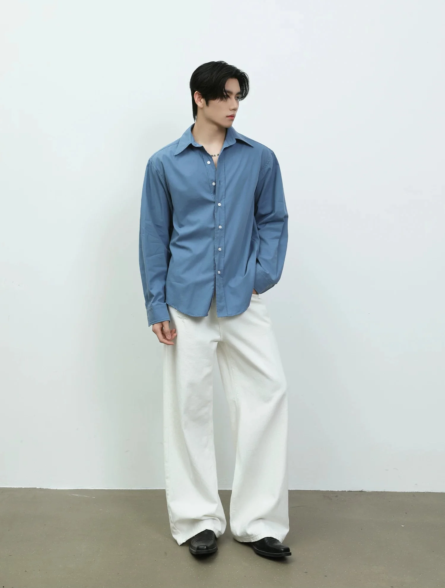 Lyocell Long Sleeve Casual Button Shirt - Image 9