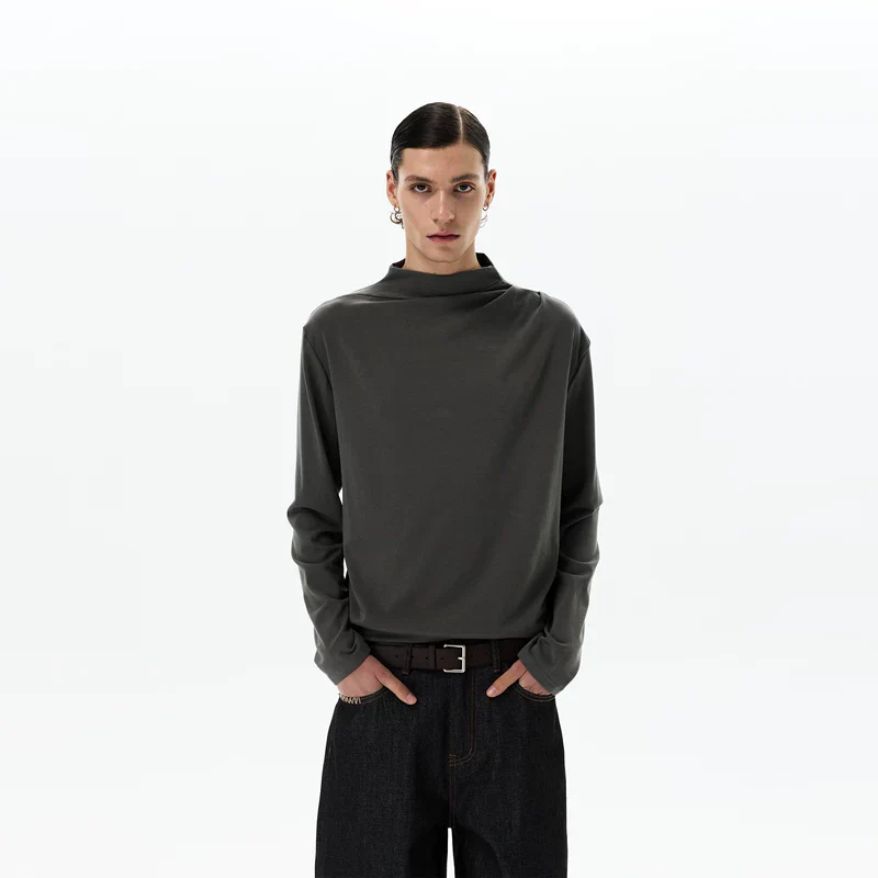 Lyocell Mock Neck Slim Fit Pullover - Image 7