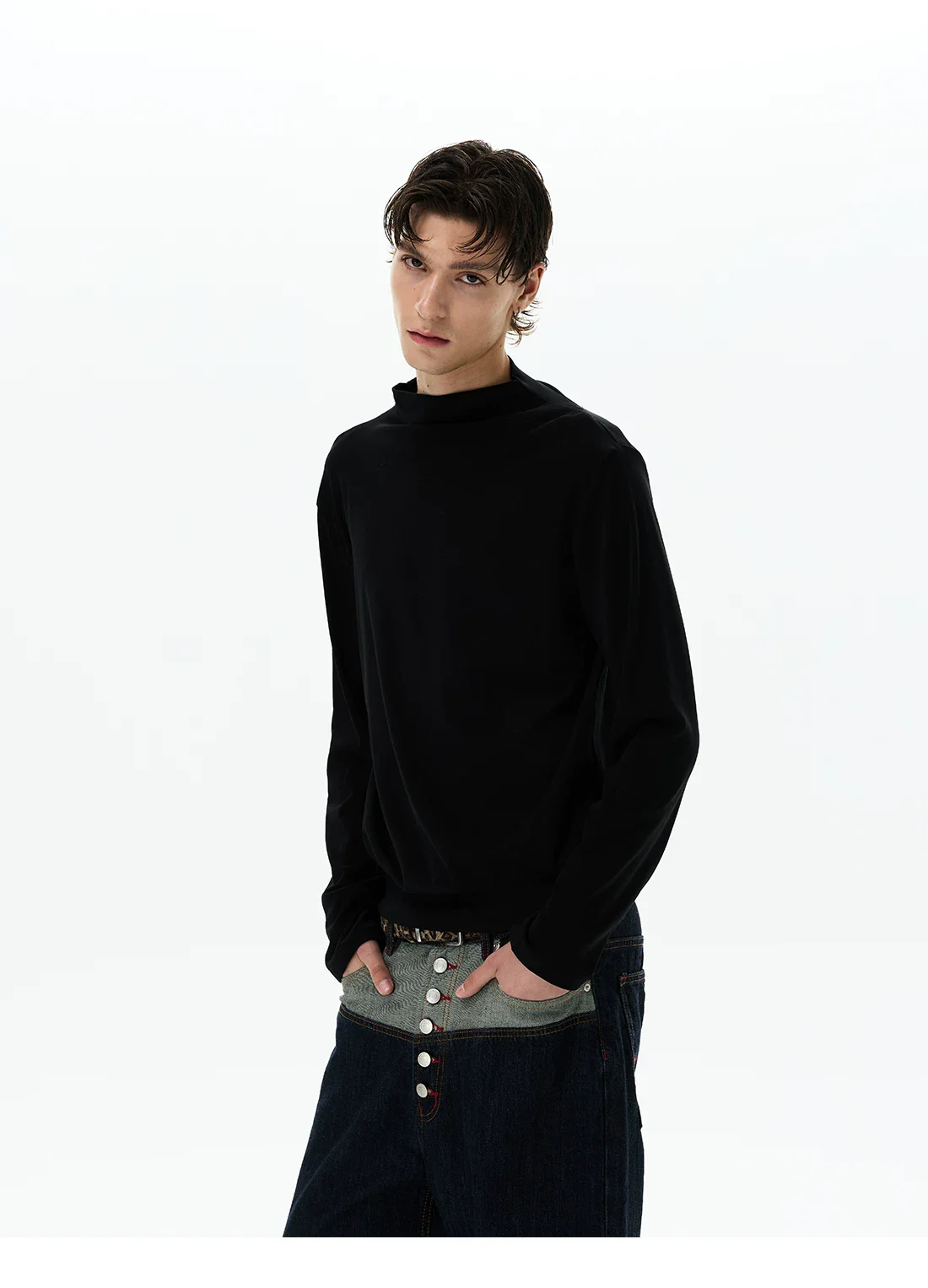 Lyocell Mock Neck Slim Fit Pullover - Image 8