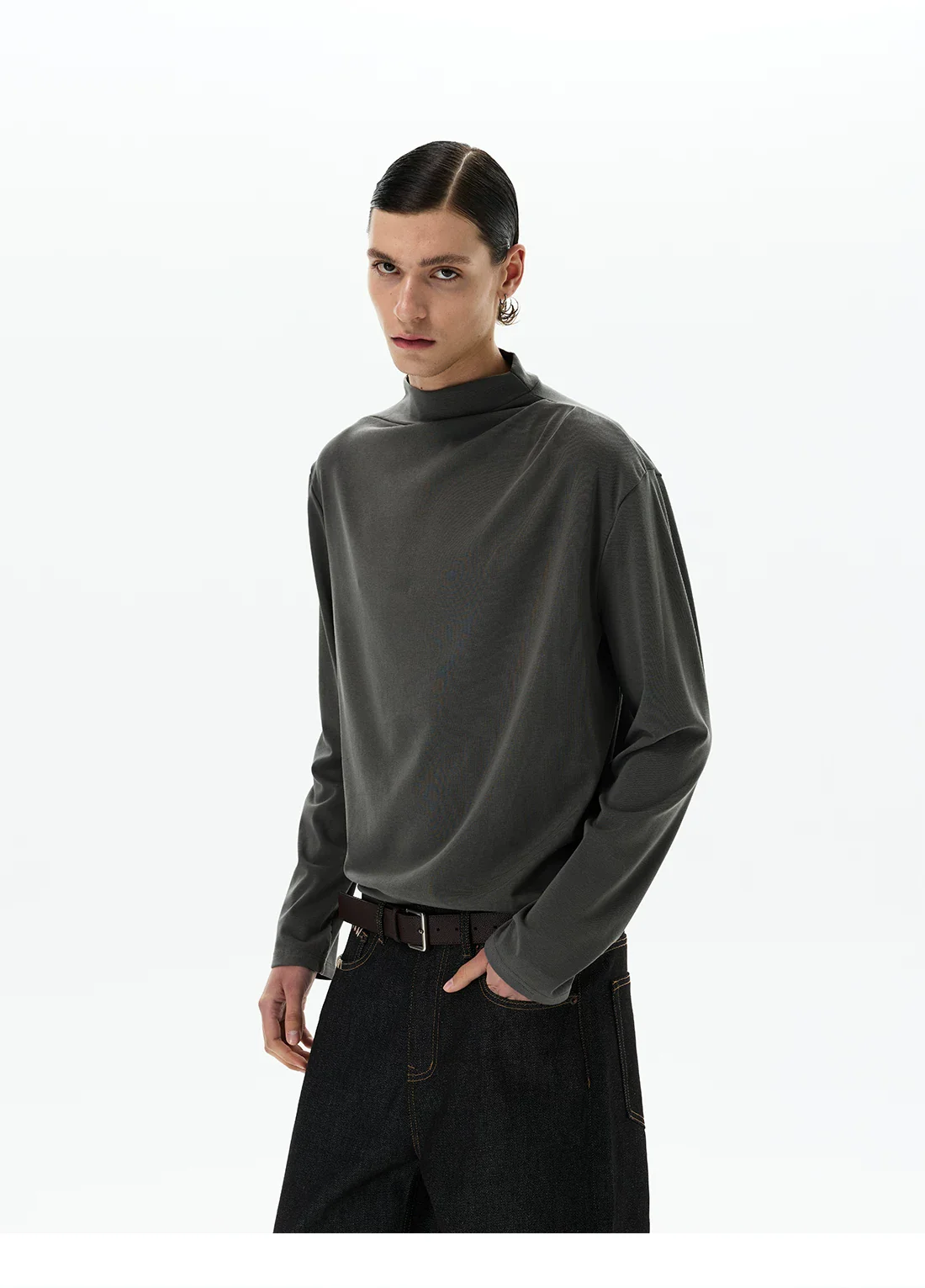 Lyocell Mock Neck Slim Fit Pullover - Image 9