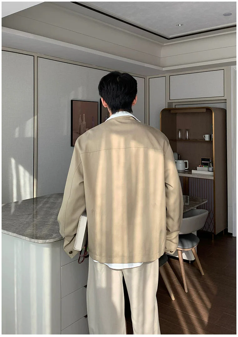 Lyocell Stand Collar Loose Fit Jacket - Image 7