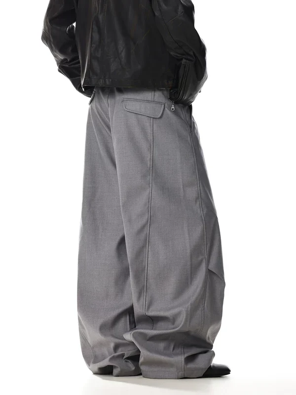 Wide-Leg Pleated Suit Pants - Image 5