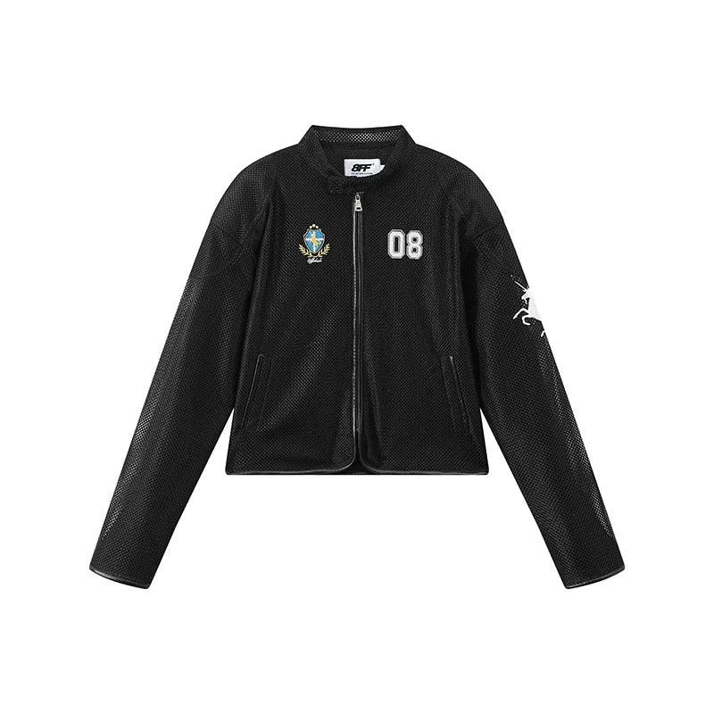 Horse Embroidery Mesh Motorcycle Jacket - Image 15