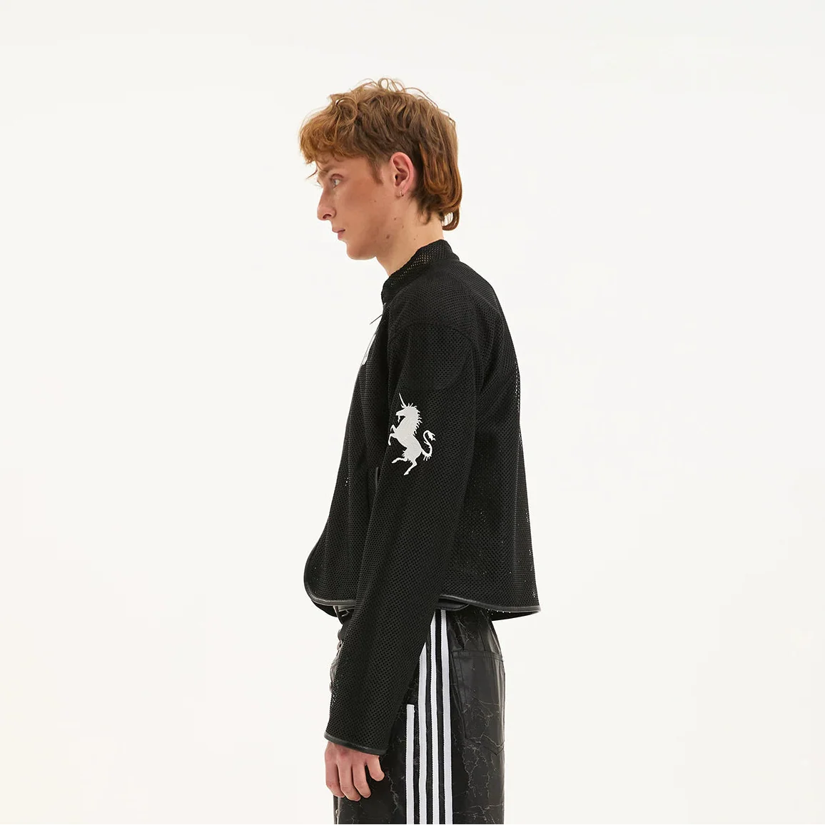 Horse Embroidery Mesh Motorcycle Jacket - Image 3