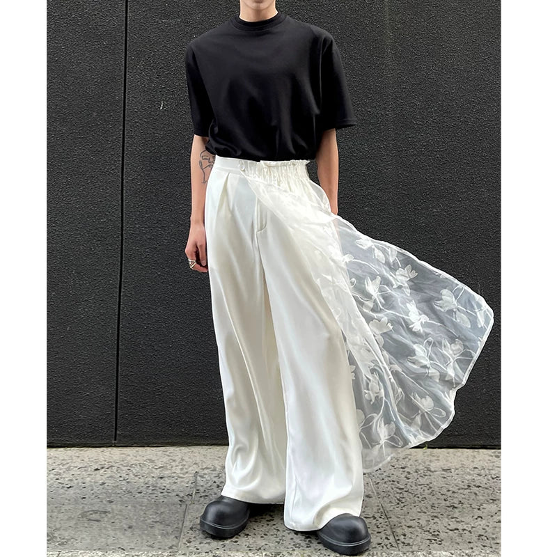 Mesh Overlay Wide-Leg Multi-Wear Pants - Image 3