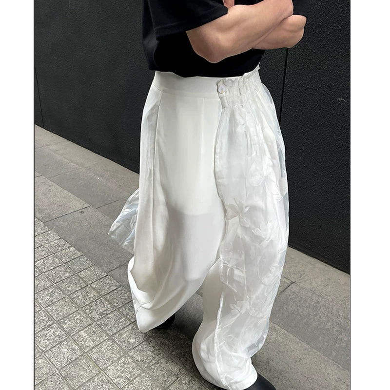 Mesh Overlay Wide-Leg Multi-Wear Pants - Image 5